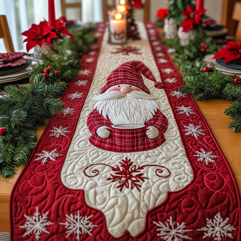 Christmas Gnome TAI141124261 Quilted Table Runner