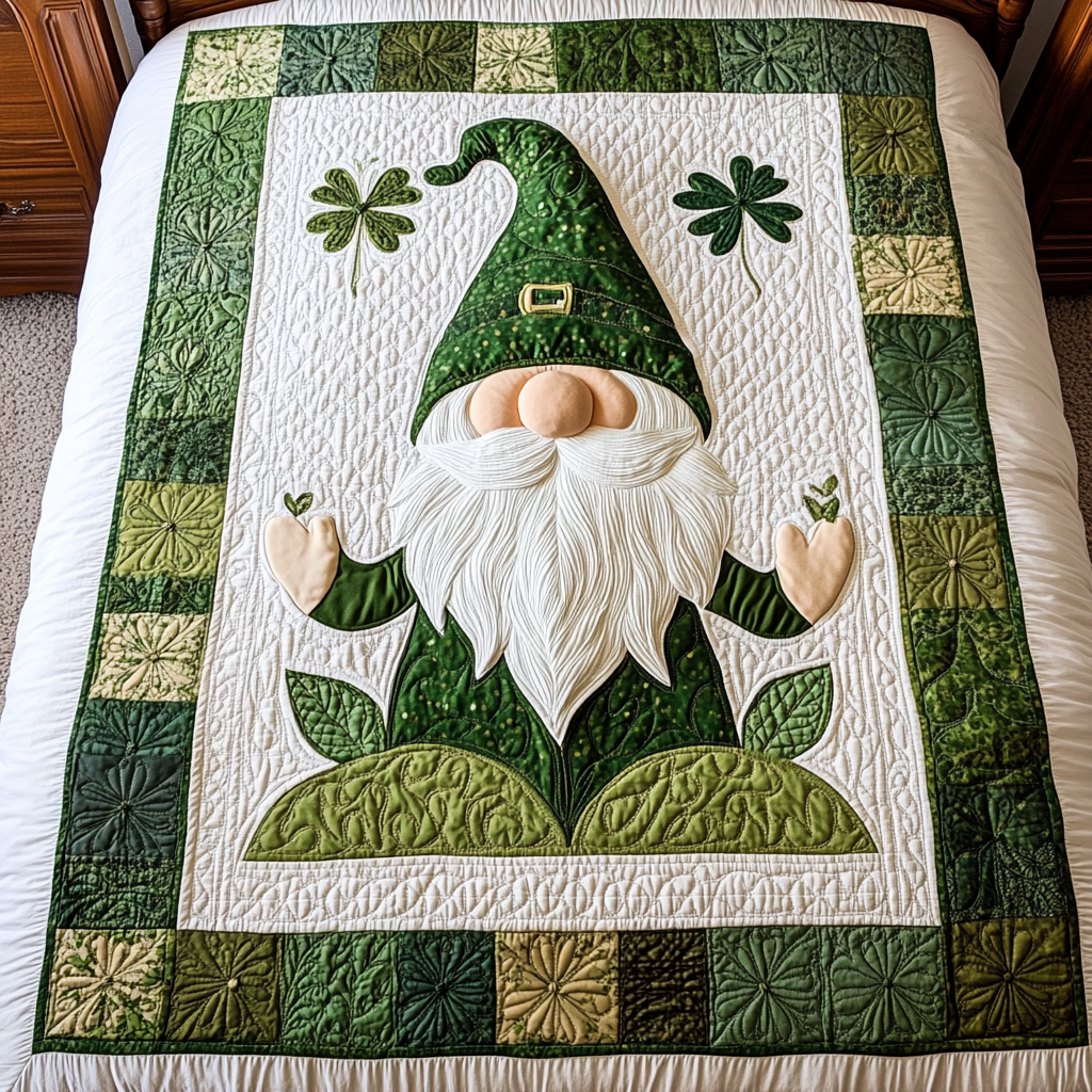 St Patrick's Day Gnome DAI051224019 Quilt Blanket