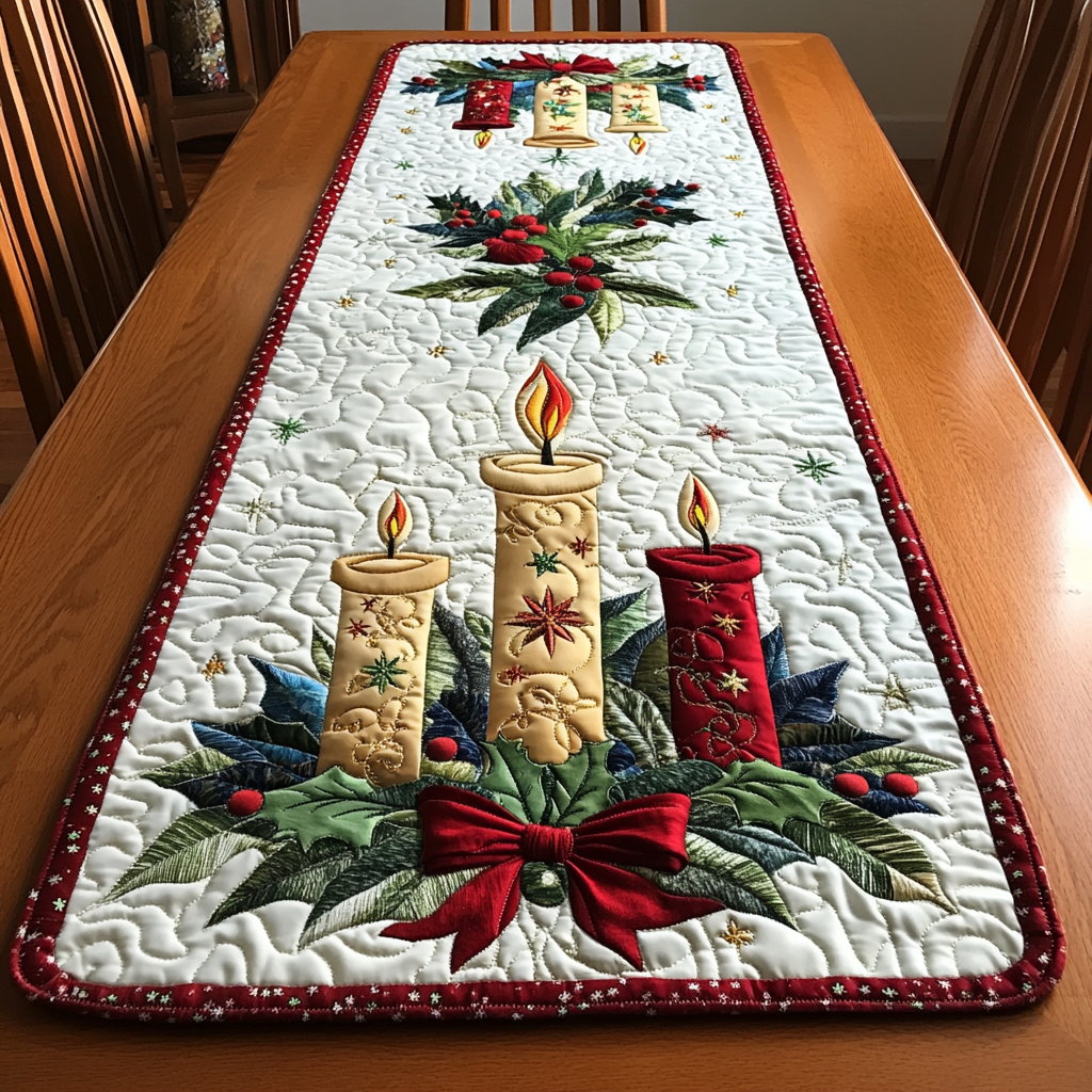 Christmas Candle DAI231124159 Quilted Table Runner