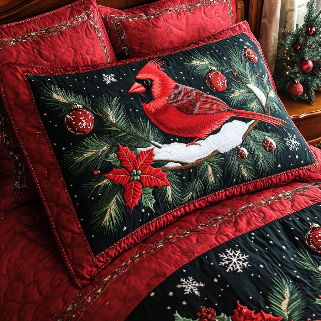 Christmas Cardinal TAI201124473 Quilted Pillow Case