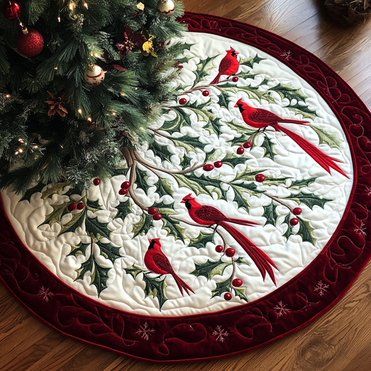 Christmas Cardinal TAI041024136 Quilted Tree Skirt