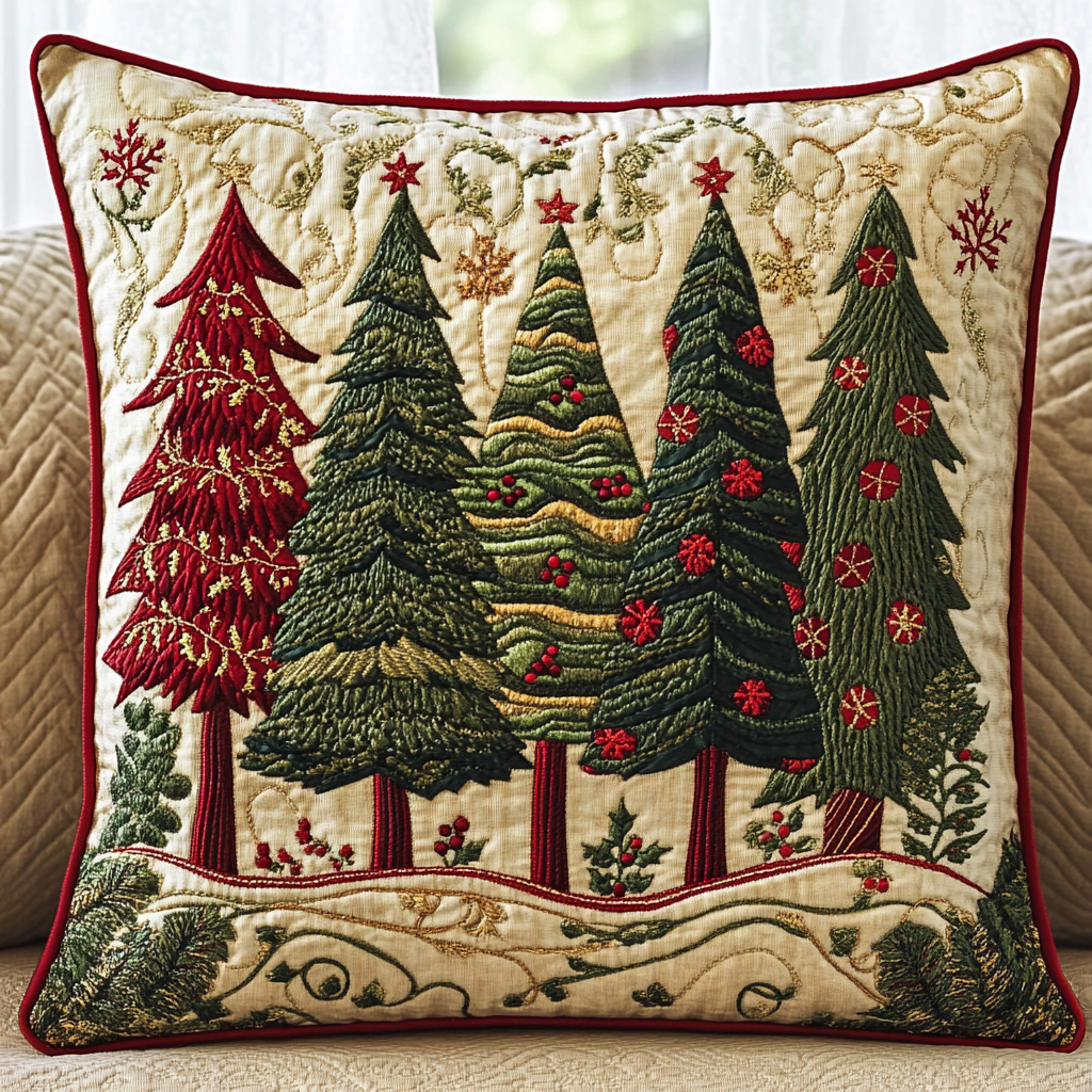 Christmas Tree TAI141124408 Quilted Pillow Case