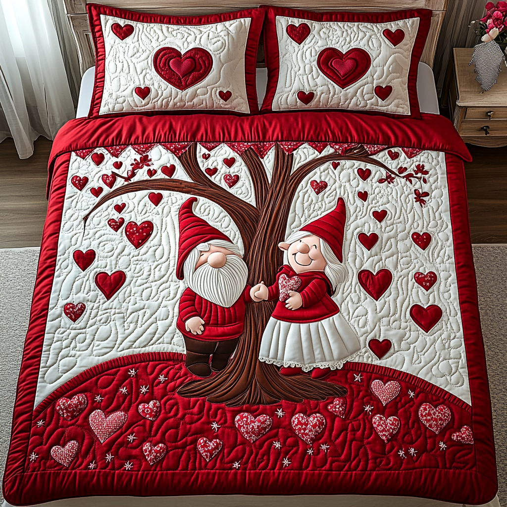 Valentine Gnome DAI241224186 Quilt Bedding Set