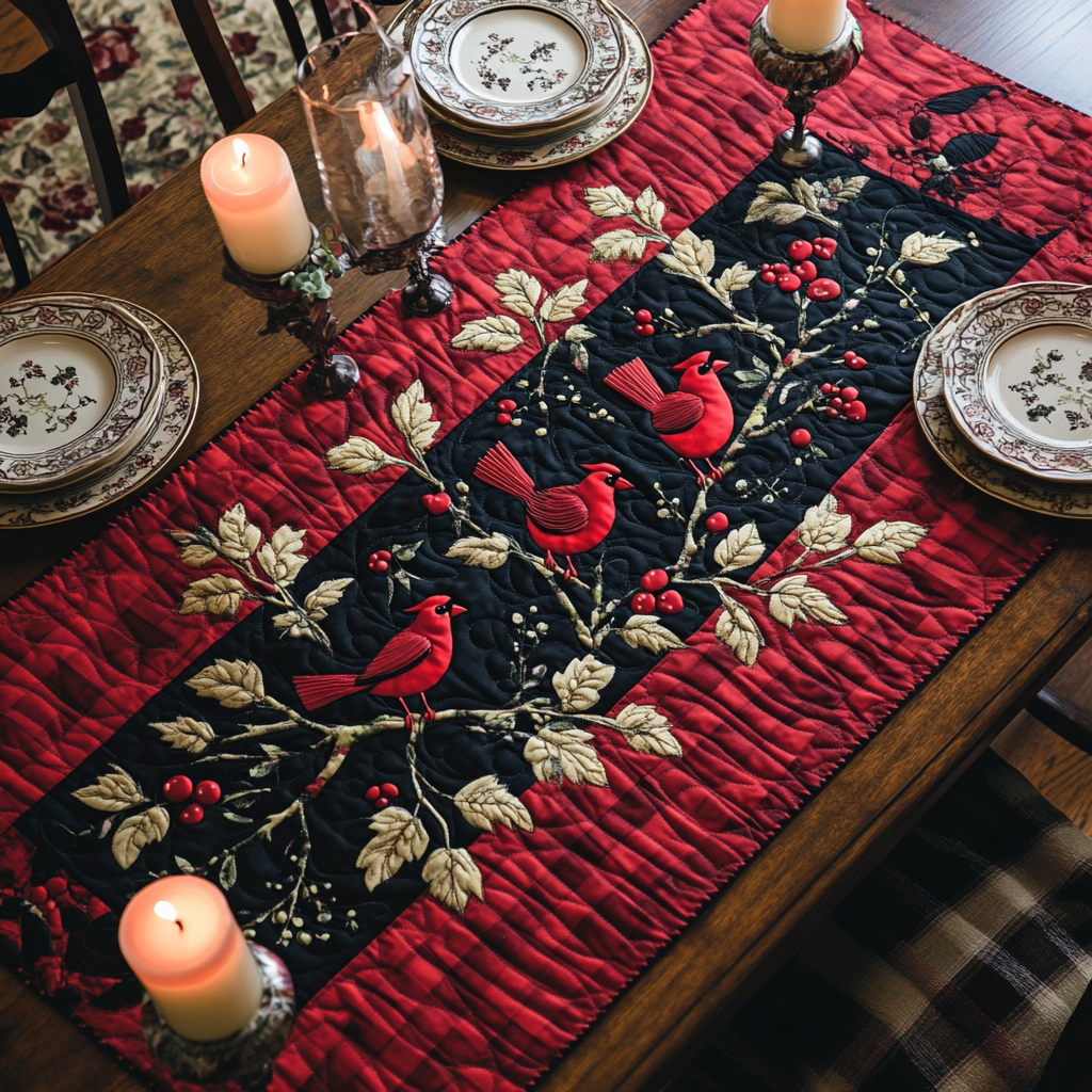 Christmas Cardinal TAI091024378 Quilted Table Runner