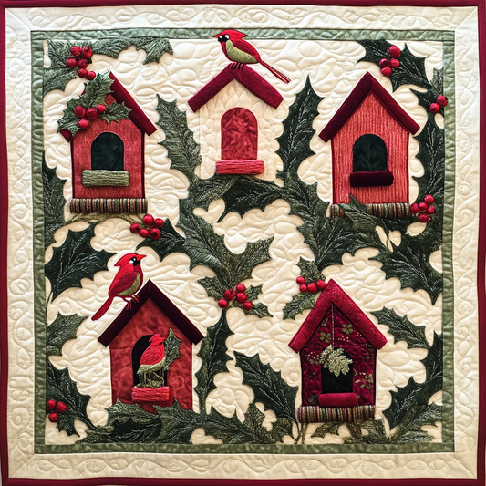 Cardinal Birdhouse DAI181124055 Quilt Blanket