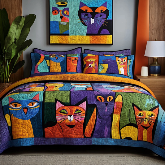 Abstract Cat TAI111124050 Quilt Bedding Set