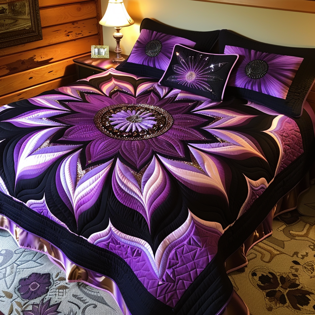 Purple Flower TAI251124158 Quilt Bedding Set