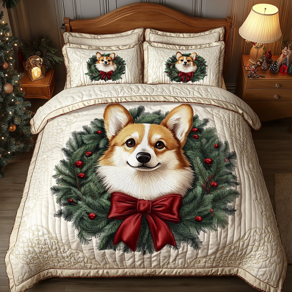 Christmas Corgi TAI111124105 Quilt Bedding Set