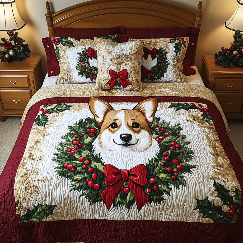 Christmas Corgi TAI111124102 Quilt Bedding Set