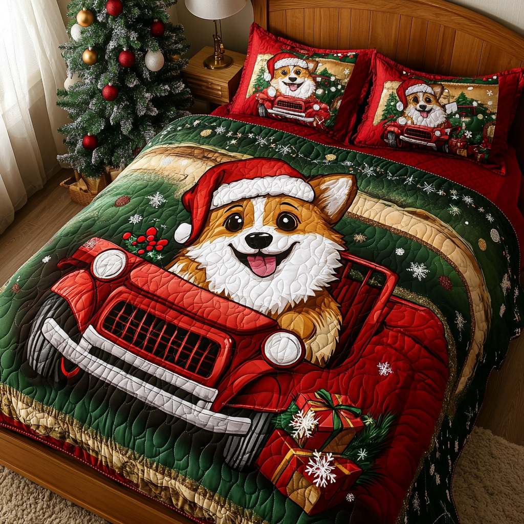 Christmas Corgi TAI111124150 Quilt Bedding Set