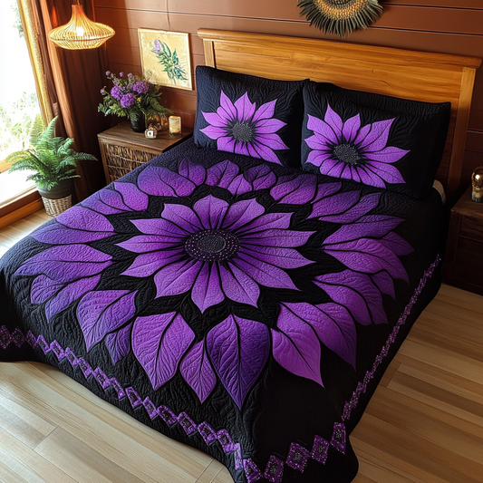 Purple Flower TAI080824128 Quilt Bedding Set