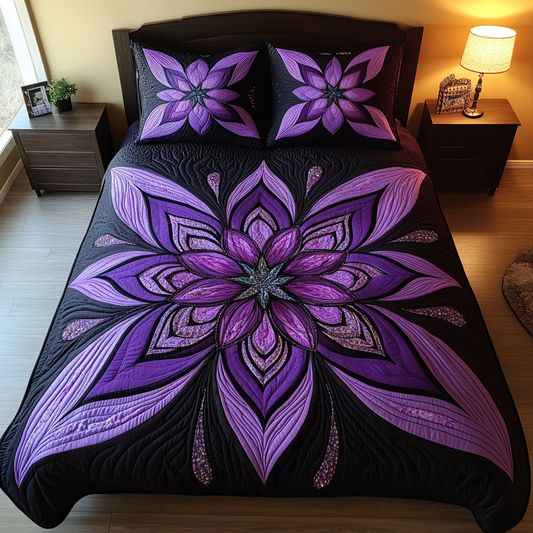 Purple Flower TAI080824098 Quilt Bedding Set