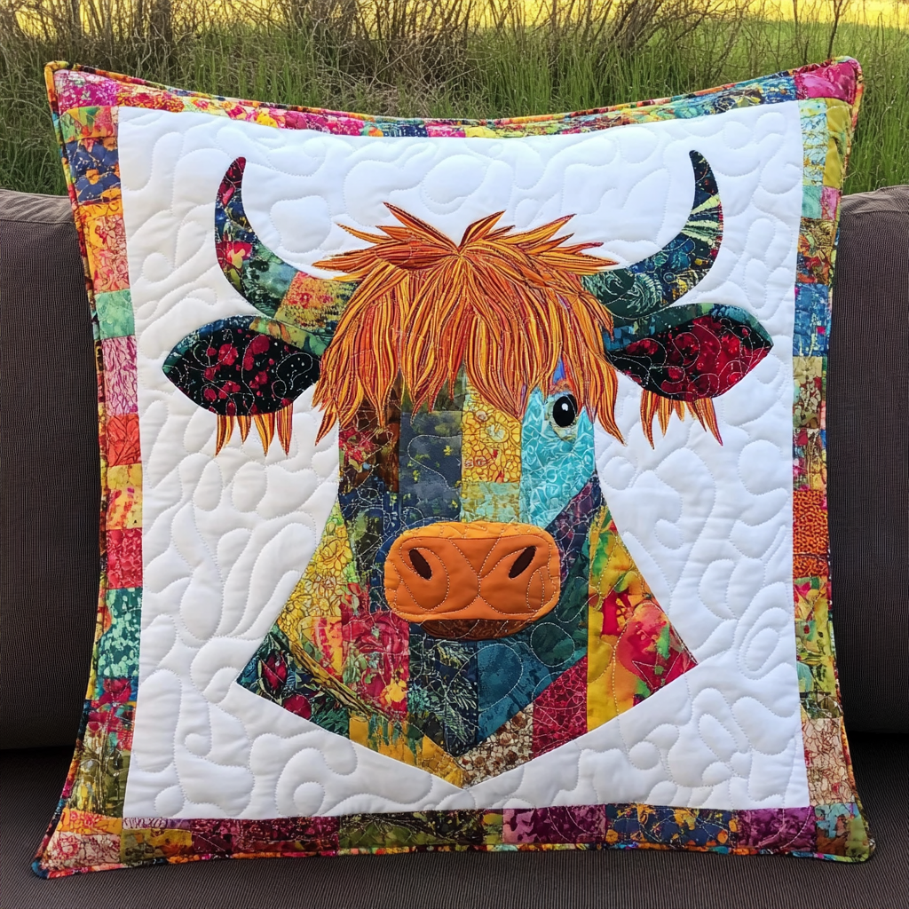 Highland Cow DAI111124542 Quilted Pillow Case