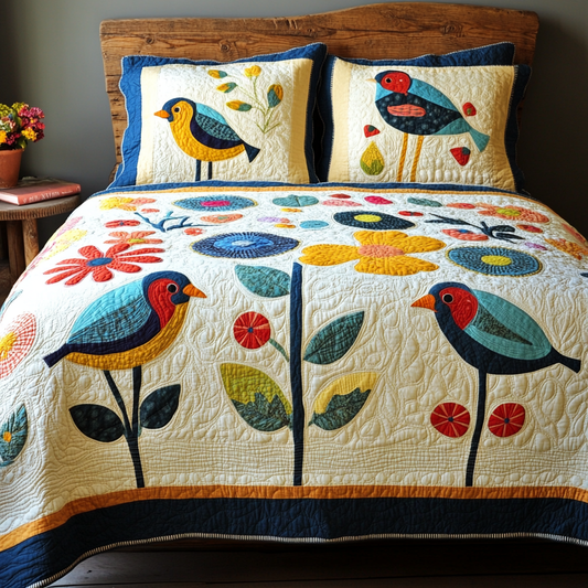 Birds In Flower Garden TAI251124029 Quilt Bedding Set