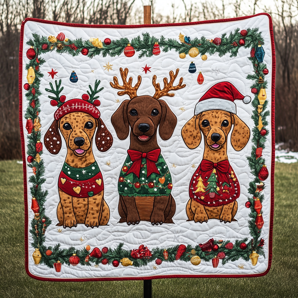 Christmas Dachshund TAI091024082 Quilt Blanket