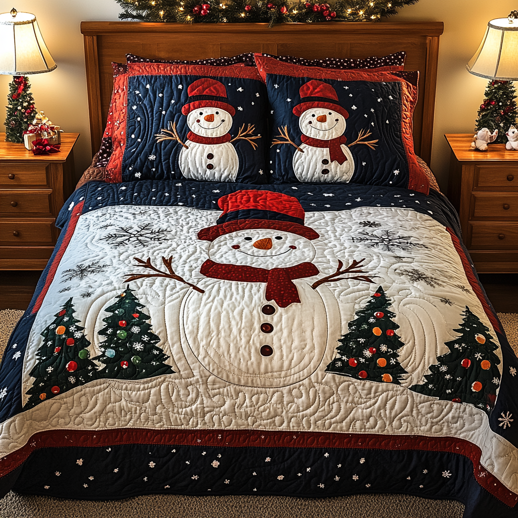 Christmas Snowman TAI141124059 Quilt Bedding Set