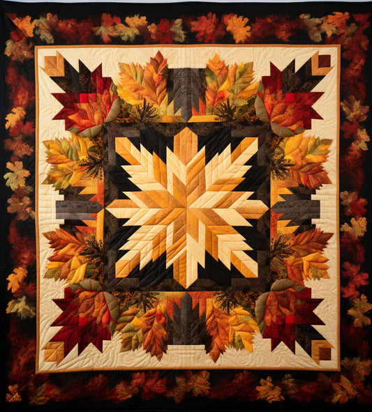 Log Cabin Autumn Leaves BL91123109 Quilt Blanket