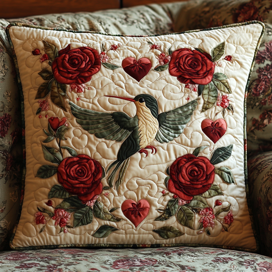 Rose Hummingbird DAI241224151 Quilted Pillow Case