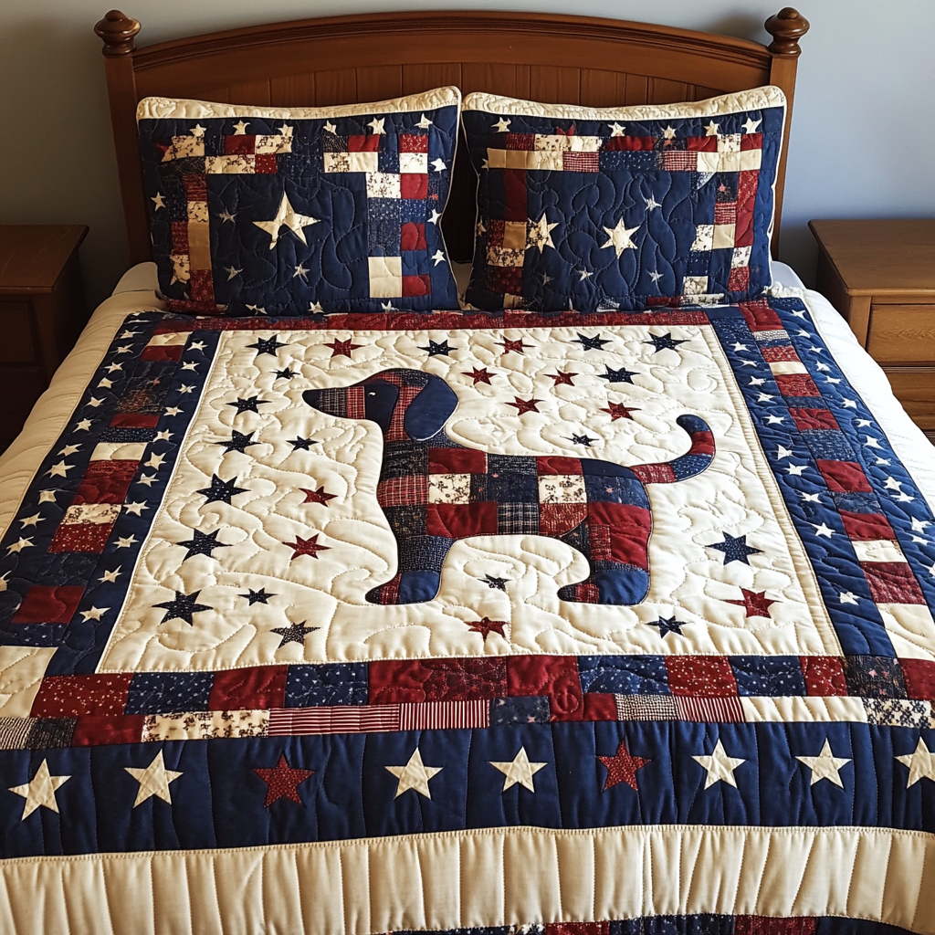 Patriotic Dachshund DAI280824306 Quilt Bedding Set