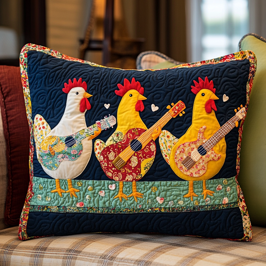 Chicken Guitarist DAI241224107 Quilted Pillow Case