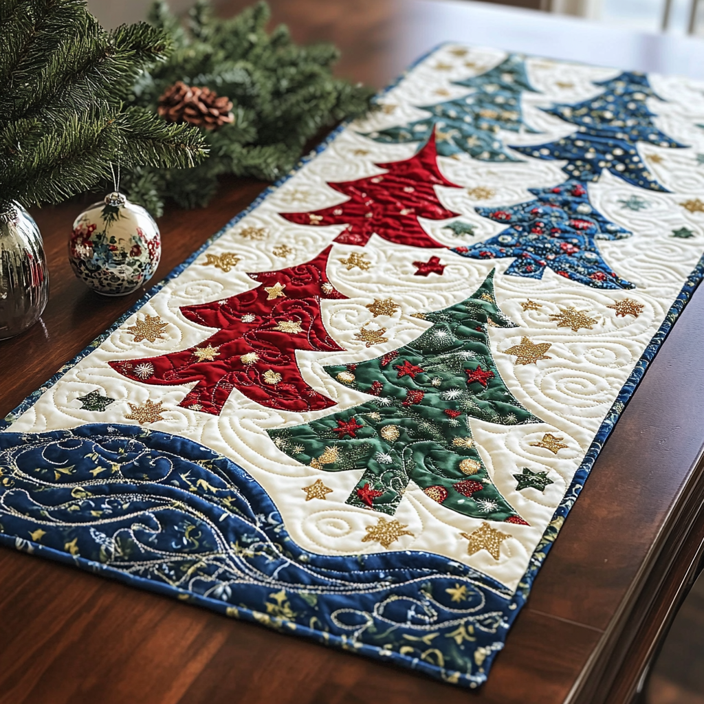 Christmas Tree TAI111124360 Quilted Table Runner