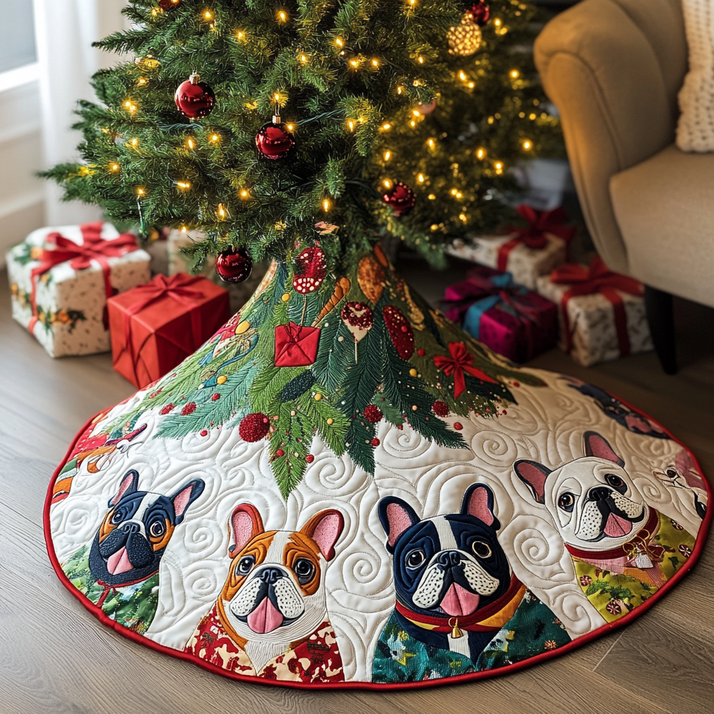 French Bulldog TAI041024177 Quilted Tree Skirt