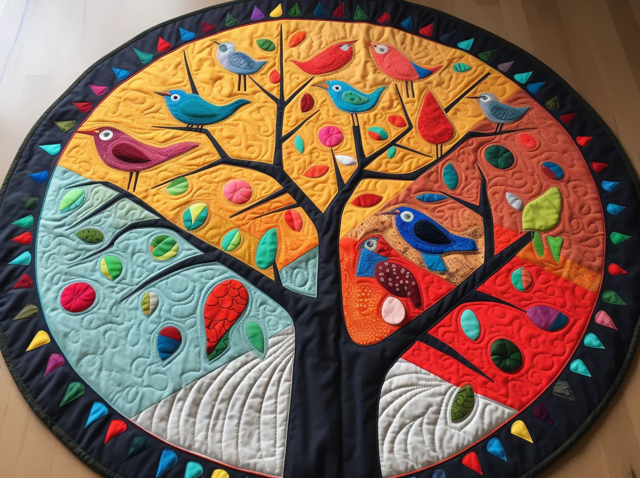 Bird Tree TAI221223057 Quilted Round Mat