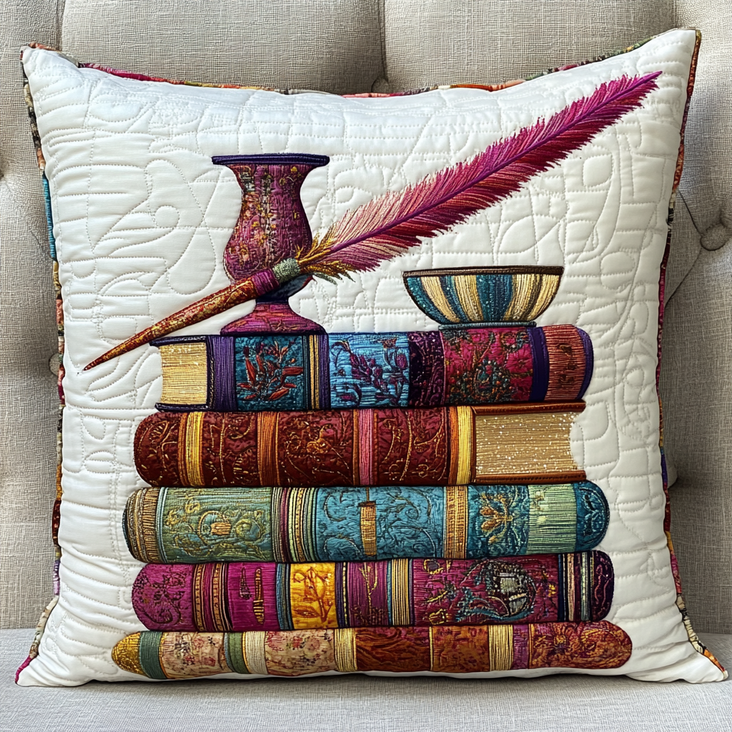 Book And Quill DAI051224163 Quilted Pillow Case