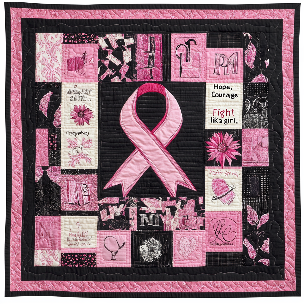 Breast Cancer Ribbon TAI101224127 Quilt Blanket