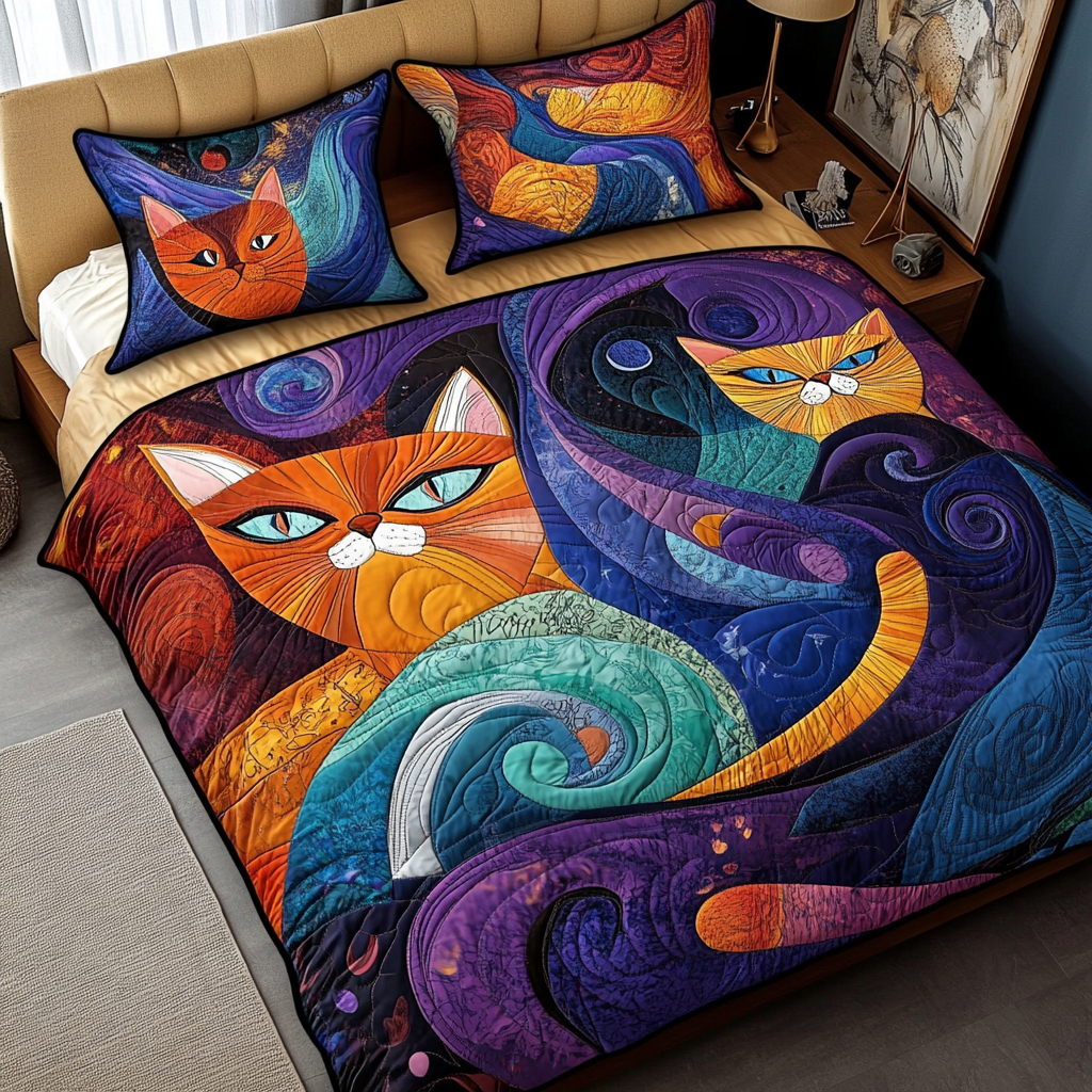 Abstract Cats TAI201124365 Quilt Bedding Set