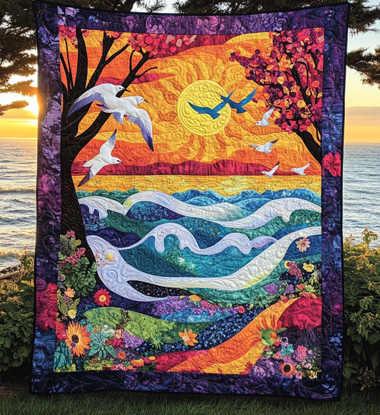 Sunset Seagull DAI281124060 Quilt Blanket