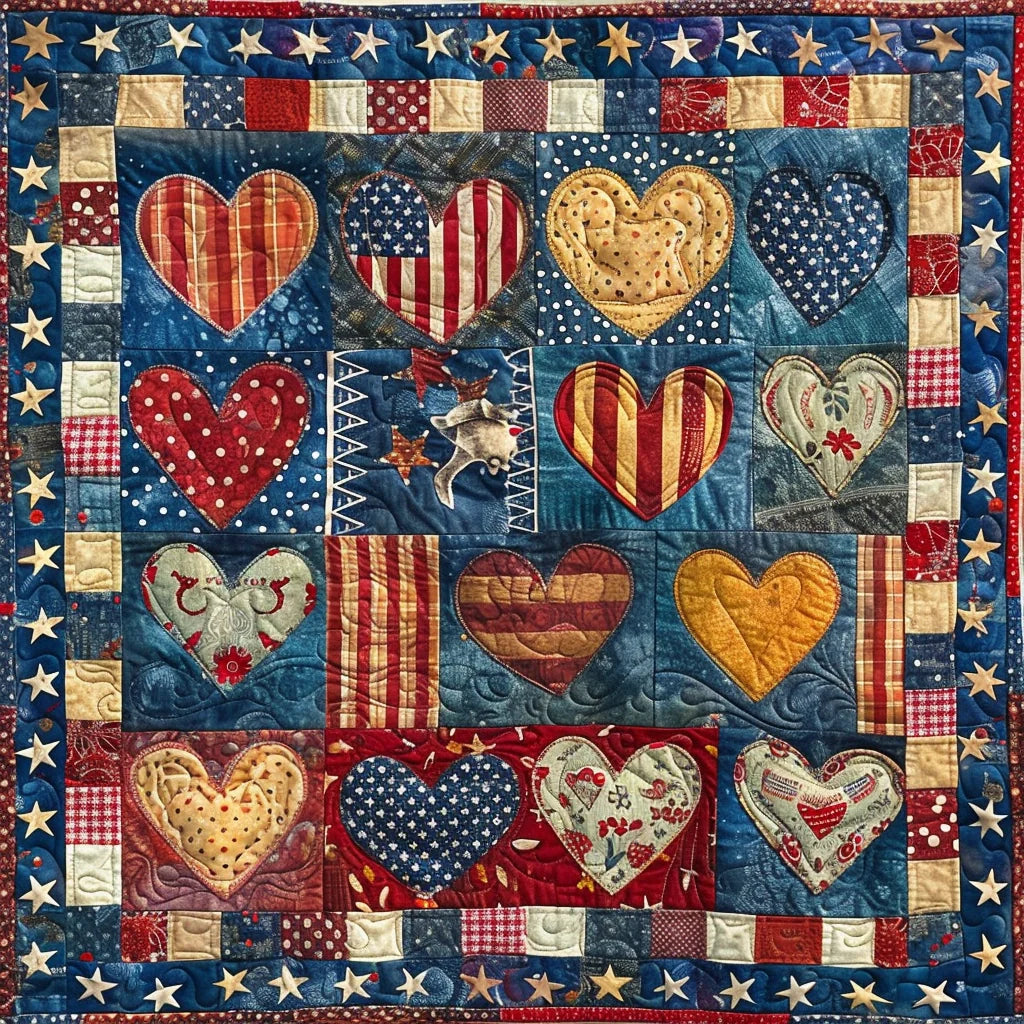 Patriotic Heart TAI020324172 Quilt Blanket