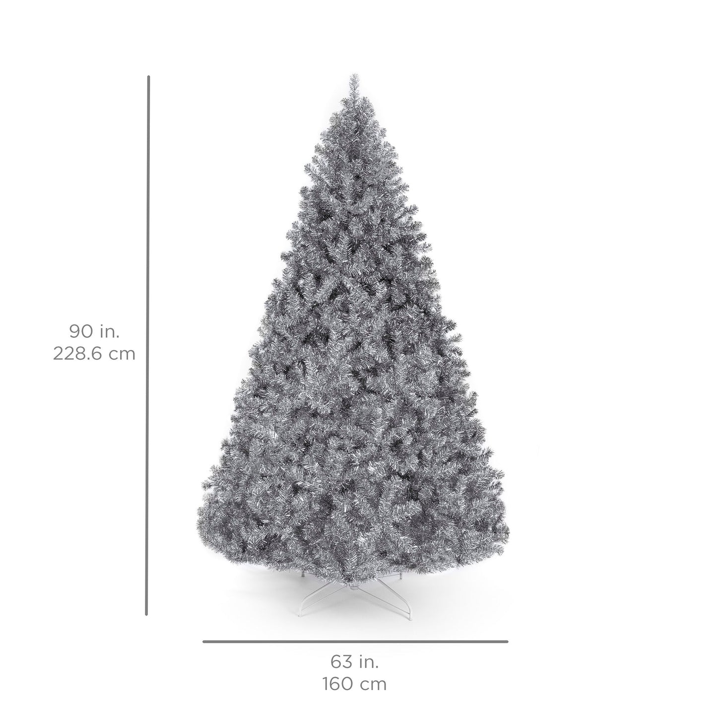 Silver Artificial Tinsel Christmas Tree w/ Foldable Stand