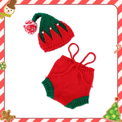 🎄[New Christmas] For 16" Full Body Silicone Baby Doll Red Clothing 2-Pieces Set Accessories