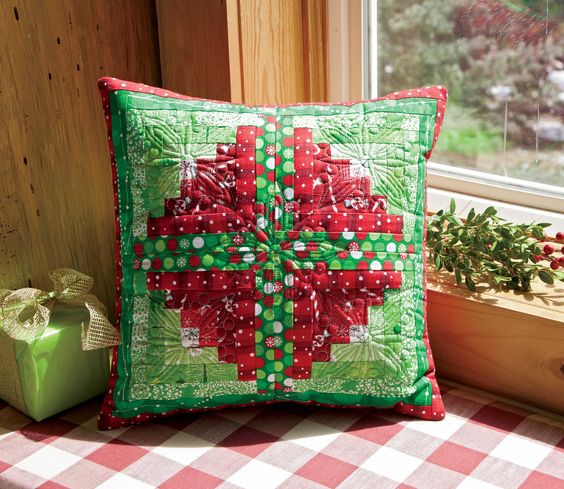 Christmas Log Cabin CLA080424237 Quilted Pillow Case