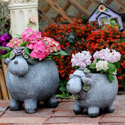 Lovely Sheep Statue for Garden, Sheep Flower Pot, Animal Statue for Garden Courtyard Ornament, Villa Outdoor Decor Gardening Ideas