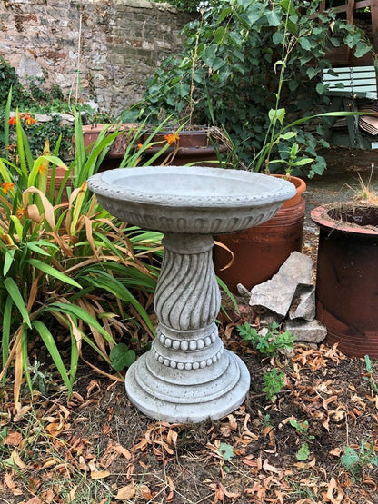 Stunning Stone Twist Base Design Garden Bird Bath