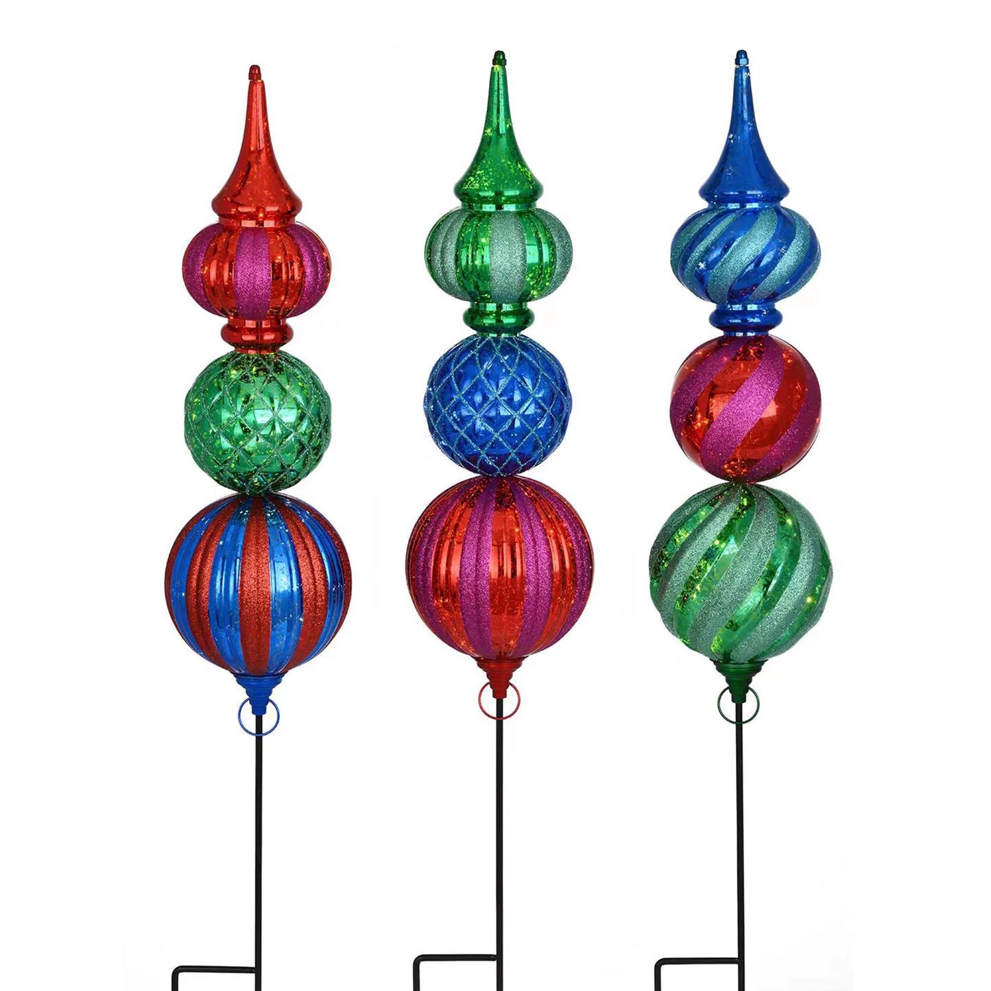 Set of 3 Jumbo Ornaments/Lawn Stakes - Multicolor