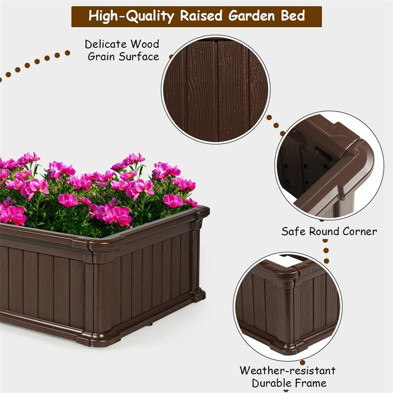 2 PCS Raised Garden Bed Outdoor Rectangle Plant Box