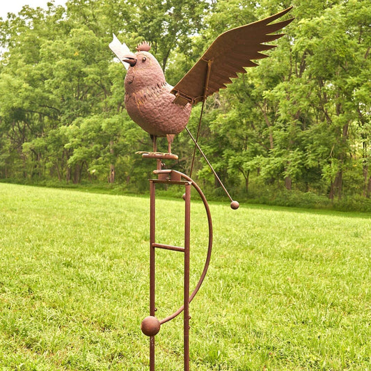 Large Iron Rocking Rooster Stake