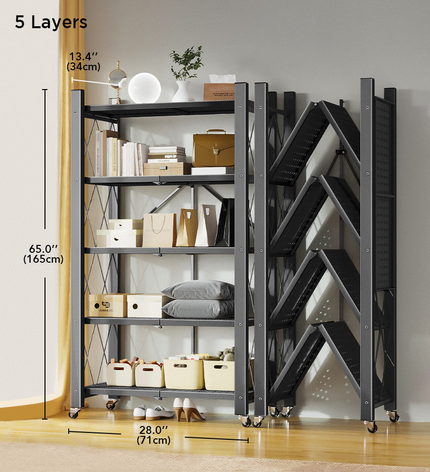 Large Capacity Heavy Duty Unit Storage Shelf Foldable with Caster Wheels