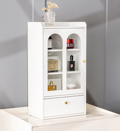 Metal Desktop Display Cabinet With Drawers