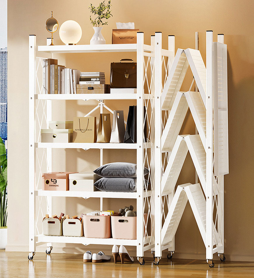 Heavy Duty Foldable Metal Organizer Shelves with Wheels