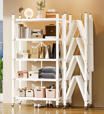 Heavy Duty Foldable Metal Organizer Shelves with Wheels