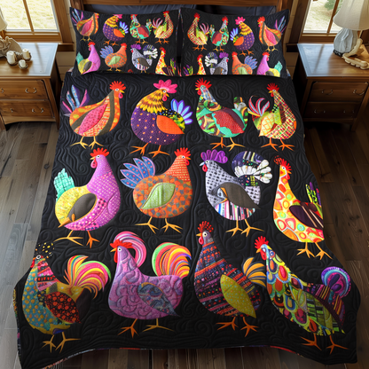 Chicken Hues Harmony 3-Piece Quilted Bedding Set NCU0PT047