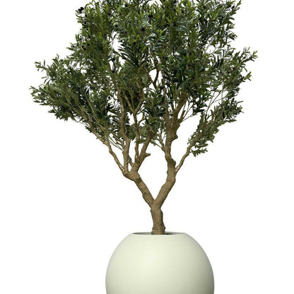 Olive Tree in Matte Beige 30″ Globe Planter Artificial Tree