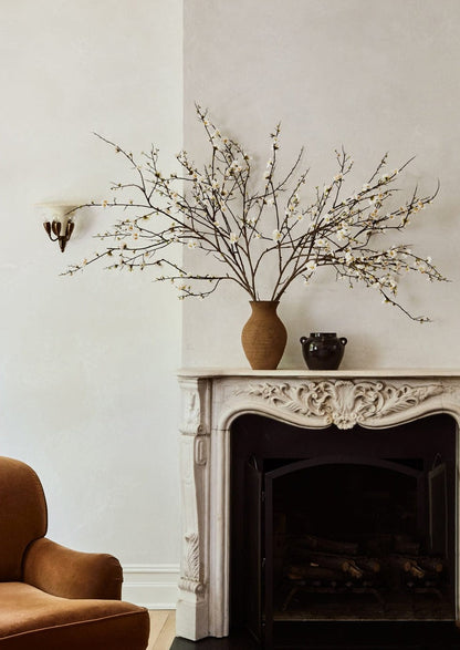 Faux Quince Blossom Branch in Cream - 54"