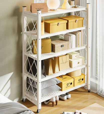 Heavy Duty Foldable Metal Organizer Shelves with Wheels