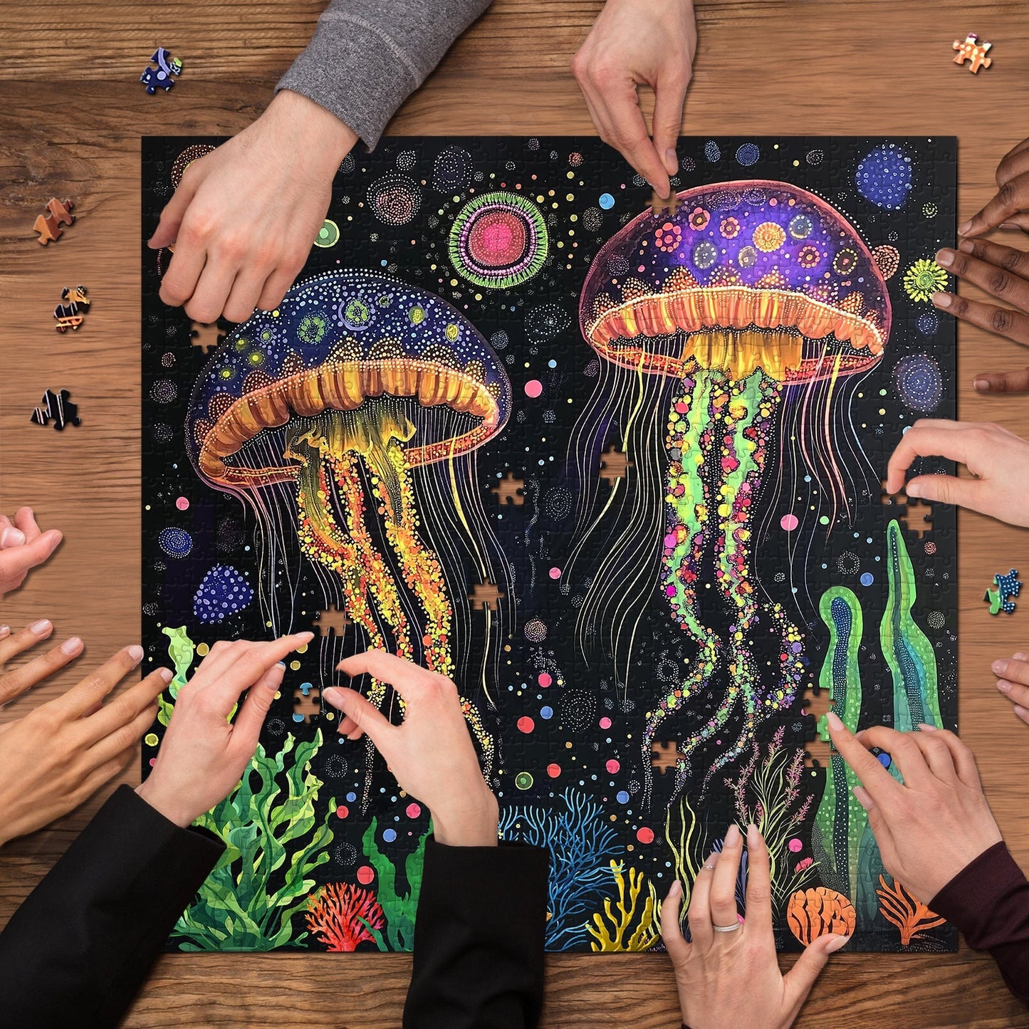 Dance of Brilliant Jellyfish Jigsaw Puzzle 1000 Pieces