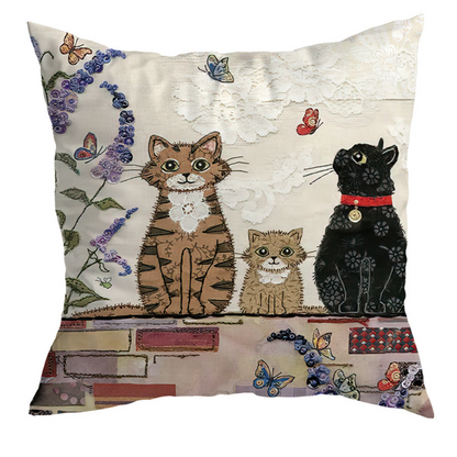 Vintage Black Cat Cushion Covers